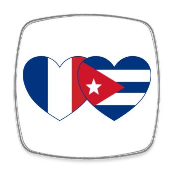 France Cuba Flag Heart - Square fridge magnet - white - Front