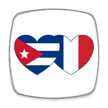Kuba Frankreich Flagge Herz - Viereckiger Kühlschrankmagnet - Weiß - Vorne