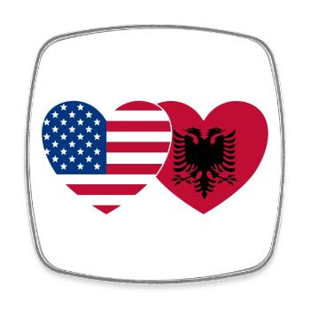 USA Albanien Flagge Herz - Viereckiger Kühlschrankmagnet - Weiß - Vorne
