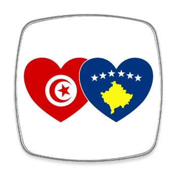 Tunesien Kosovo Flagge Herz - Viereckiger Kühlschrankmagnet - Weiß - Vorne