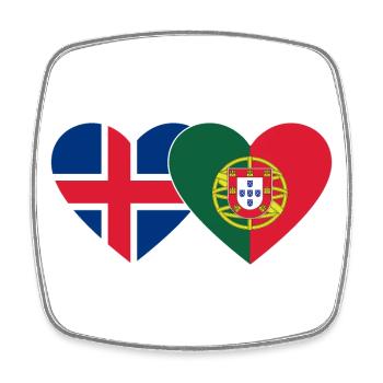 Islande Portugal Flag Coeur - Magnet carré - blanc - Devant