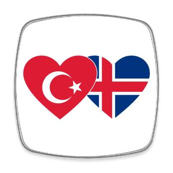 Türkei Island Flagge Herz - Viereckiger Kühlschrankmagnet - Weiß - Vorne