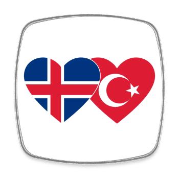 Islande Turquie Flag Coeur - Magnet carré - blanc - Devant
