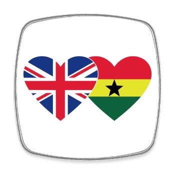 England Ghana Flag Heart - Square fridge magnet - white - Front