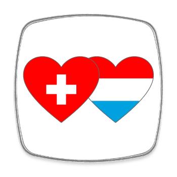 Schweiz Luxemburg Flagge Herz - Viereckiger Kühlschrankmagnet - Weiß - Vorne