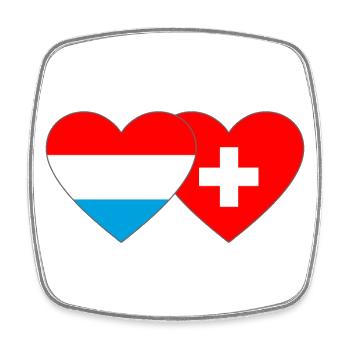 Luxembourg, Suisse, Drapeau, Coeur - Magnet carré - blanc - Devant