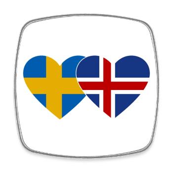 Schweden Island Flagge Herz - Viereckiger Kühlschrankmagnet - Weiß - Vorne