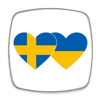 Suède Ukraine Flag Heart - Magnet carré - blanc - Devant