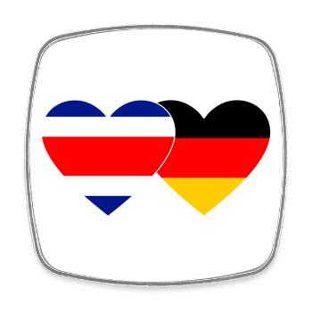 Costa Rica Deutschland Flagge Herz - Viereckiger Kühlschrankmagnet - Weiß - Vorne