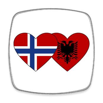 Norvège Albanie Flag Coeur - Magnet carré - blanc - Devant