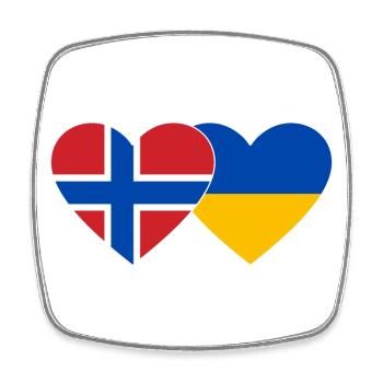 Norvège Ukraine Flag Heart - Magnet carré - blanc - Devant