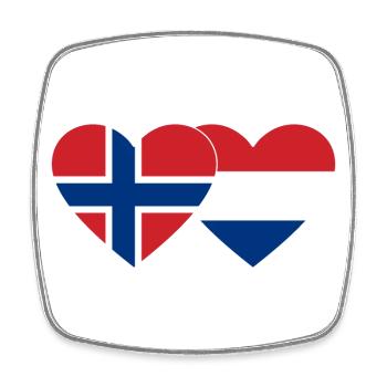 Norvège Cœur de drapeau de Hollande - Magnet carré - blanc - Devant