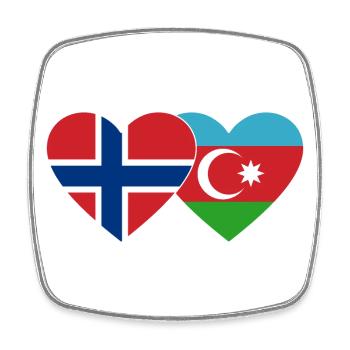 Norway Azerbaijancan flag - Square fridge magnet - white - Front