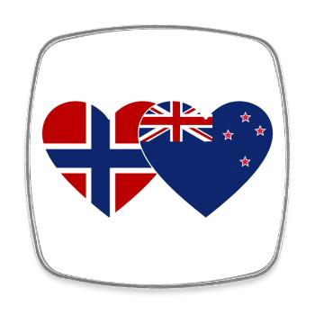 Norvège Nouvelle-Zélande Flag Heart - Magnet carré - blanc - Devant