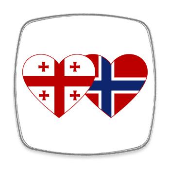 Georgien Norwegen Flagge Herz - Viereckiger Kühlschrankmagnet - Weiß - Vorne