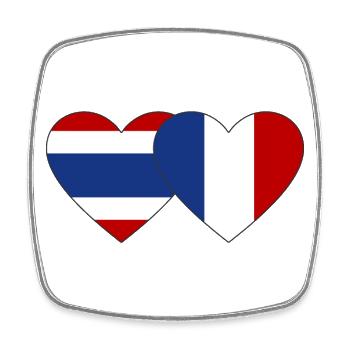 Thaïlande France Flag Heart - Magnet carré - blanc - Devant