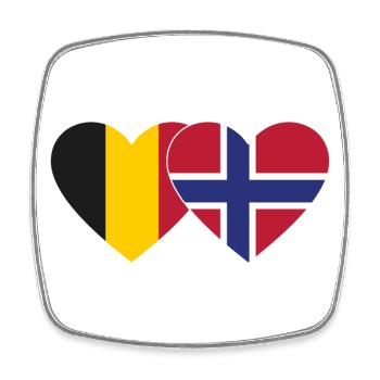Belgique Norvège Flag Coeur - Magnet carré - blanc - Devant