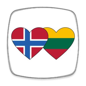 Norway Lithuania Flag Heart - Square fridge magnet - white - Front
