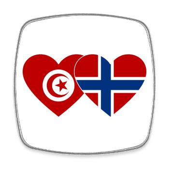 Tunisie Norvège Flag Coeur - Magnet carré - blanc - Devant