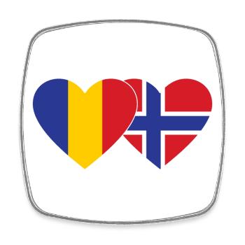Roumanie Norvège Flag Coeur - Magnet carré - blanc - Devant