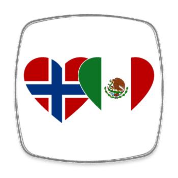 Norway Mexico Flag Heart - Square fridge magnet - white - Front