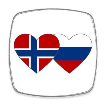 Norway Russia Flag Heart - Square fridge magnet - white - Front
