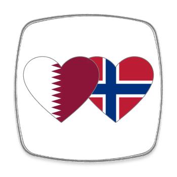 Qatar Norway Flag Heart - Square fridge magnet - white - Front