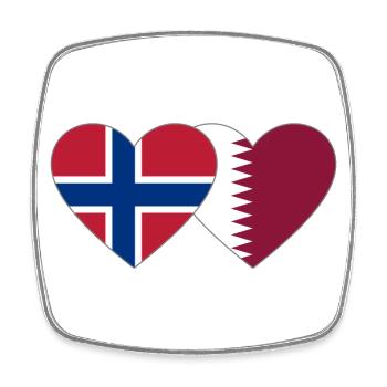 Norway Qatar Flag Heart - Square fridge magnet - white - Front