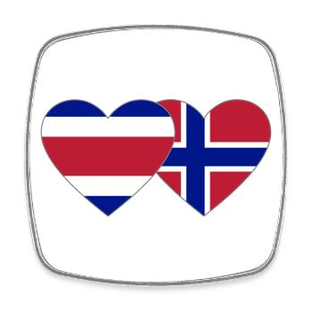 Costa Rica Norvège Flag Coeur - Magnet carré - blanc - Devant