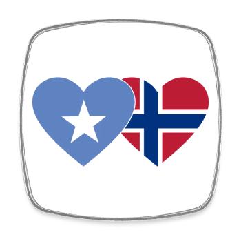 Somalia Norway Flag Heart - Square fridge magnet - white - Front