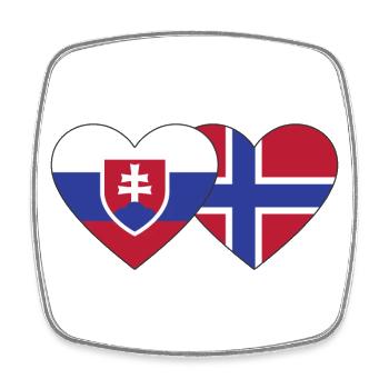 Slowakei Norwegen Flagge Herz - Viereckiger Kühlschrankmagnet - Weiß - Vorne