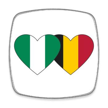 Nigeria Belgique Flag Coeur - Magnet carré - blanc - Devant