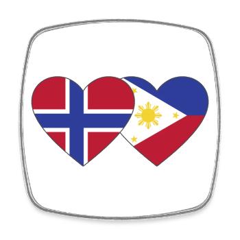 Norwegen Philippinen Flagge Herz - Viereckiger Kühlschrankmagnet - Weiß - Vorne