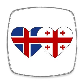 Island Georgien Flagge Herz - Viereckiger Kühlschrankmagnet - Weiß - Vorne