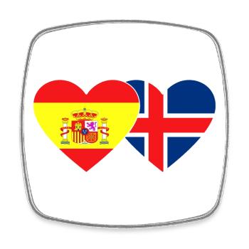Spanien Island Flagge Herz - Viereckiger Kühlschrankmagnet - Weiß - Vorne