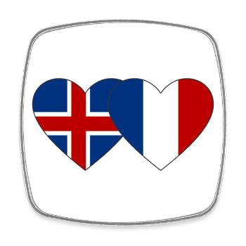 Islande France Flag Coeur - Magnet carré - blanc - Devant