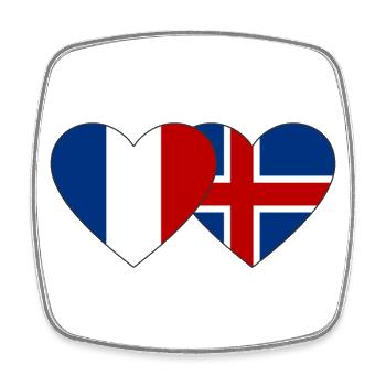 Frankreich Island Flagge Herz - Viereckiger Kühlschrankmagnet - Weiß - Vorne