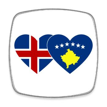 Island Kosovo Flagge Herz - Viereckiger Kühlschrankmagnet - Weiß - Vorne