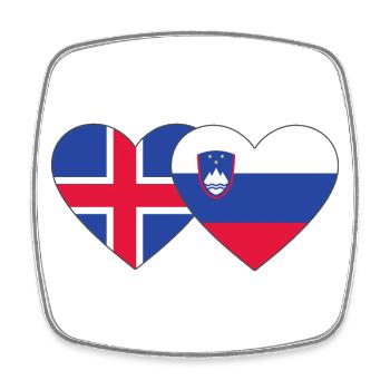 Iceland Slovenia Flag Heart - Square fridge magnet - white - Front