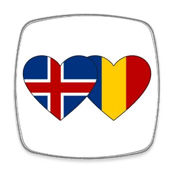 Iceland Romania Flag Heart - Square fridge magnet - white - Front