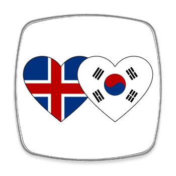 Iceland South KoreaFlag Heart - Square fridge magnet - white - Front