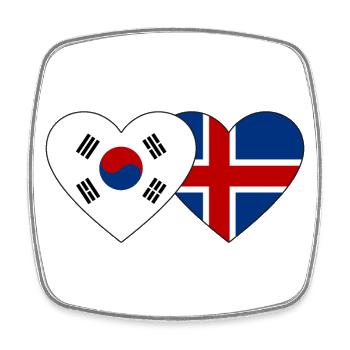 Corée du Sud Islande Flag Heart - Magnet carré - blanc - Devant