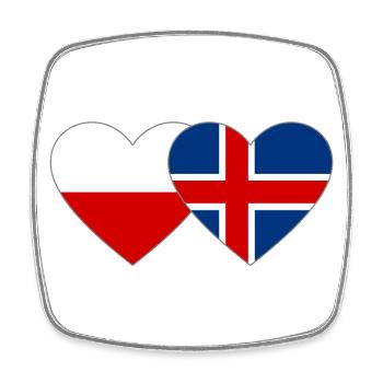 Polen Island Flagge Herz - Viereckiger Kühlschrankmagnet - Weiß - Vorne