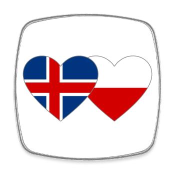 Island Polen Flagge Herz - Viereckiger Kühlschrankmagnet - Weiß - Vorne