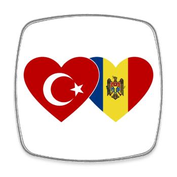 Türkei Moldawien Flagge Herz - Viereckiger Kühlschrankmagnet - Weiß - Vorne