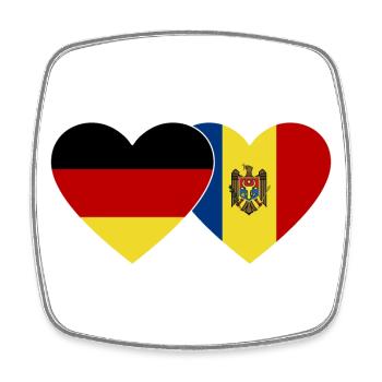 Deutschland Moldau Flagge Herz - Viereckiger Kühlschrankmagnet - Weiß - Vorne