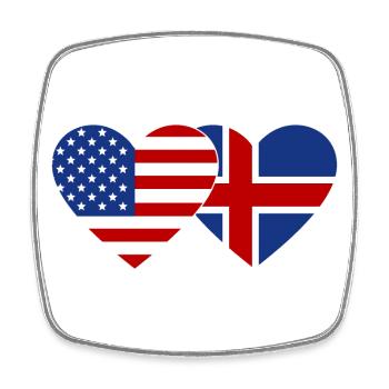 USA Island Flagge Herz - Viereckiger Kühlschrankmagnet - Weiß - Vorne