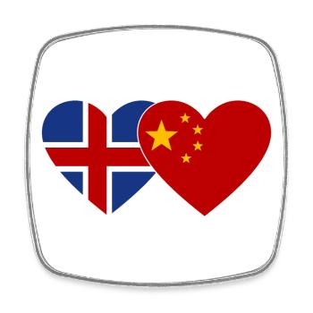 Island China Flagge Herz - Viereckiger Kühlschrankmagnet - Weiß - Vorne