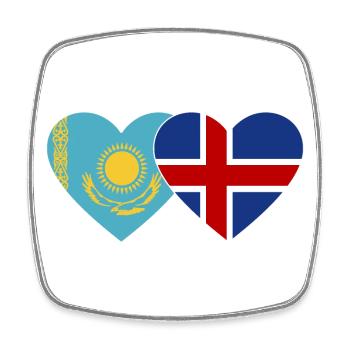 Kazakhstan Iceland Flag Heart - Square fridge magnet - white - Front