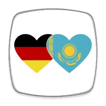 Germany Kazakhstan Flag Heart - Square fridge magnet - white - Front